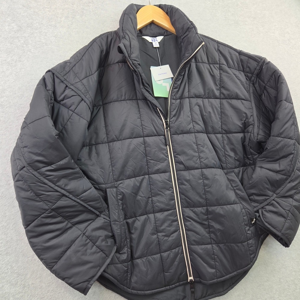 JOYLAB Boxy Fit QUILTED DOUBLE ZIPPER Puffer Jacket Womens M Black Nylon NEW